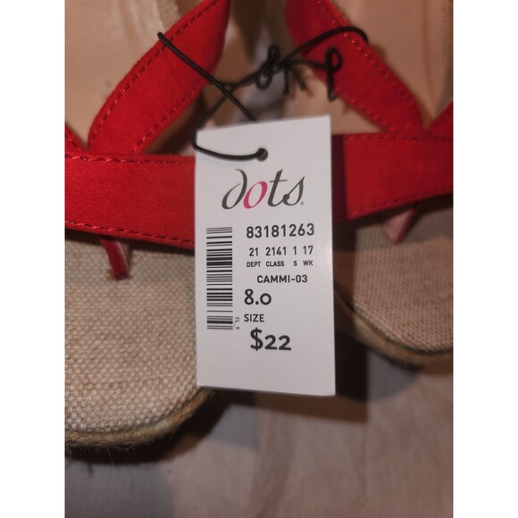 Dot Red Wedge Sandals Heel Womens Size 8 NWT - Picture 2 of 7